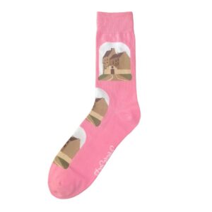 Pink socks with Midhope Castle design
