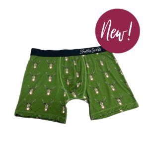 Gamekeeper green boxer briefs with stags head design