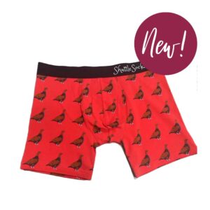 Red boxer briefs with grouse design