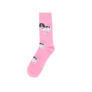 Shuttlesocks crew socks pink spaniel design