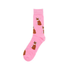 Shuttlesocks crew socks pink fox design