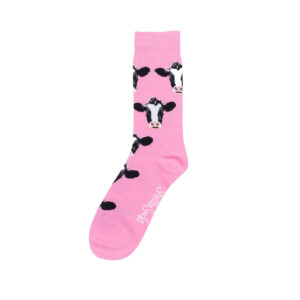 ShuttleSocks crew socks cow design pink