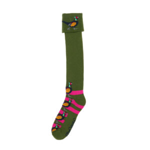 Shuttlesocks shooting socks walking socks green pink pheasant design