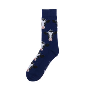 ShuttleSocks crew socks cow design navy