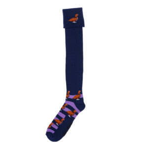 Shuttlesocks shooting socks walking socks navy purple standing grouse design