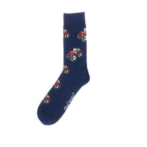 Shuttlesocks crew socks navy red tractor design