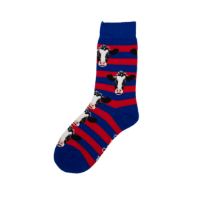 Royal Blue & Red Kids Cow Socks - Image 2