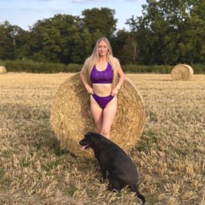 Women's bralette and briefs in royal purple with pheasant design